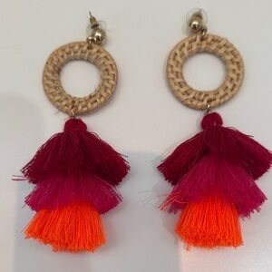 Bohemian Tassel Earrings - Red, Pink, Orange